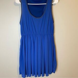 Love Riche Royal Blue Dress with Pleats and polka dot details Size L